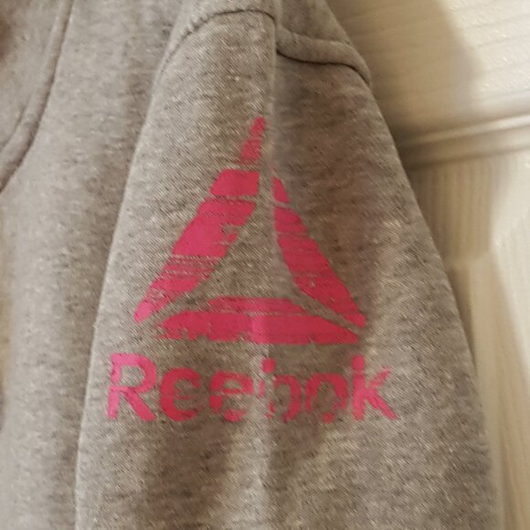 Reebok Girls Thick Warm Zippered Logo Hoodie ~Heather Gray ~ Sz. 13/14 years ~ - Picture 4 of 4